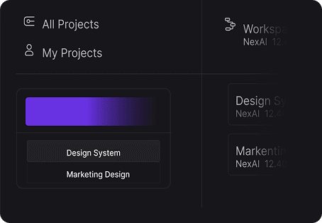 Data engineering dashboard preview with project list and gradient progress bar